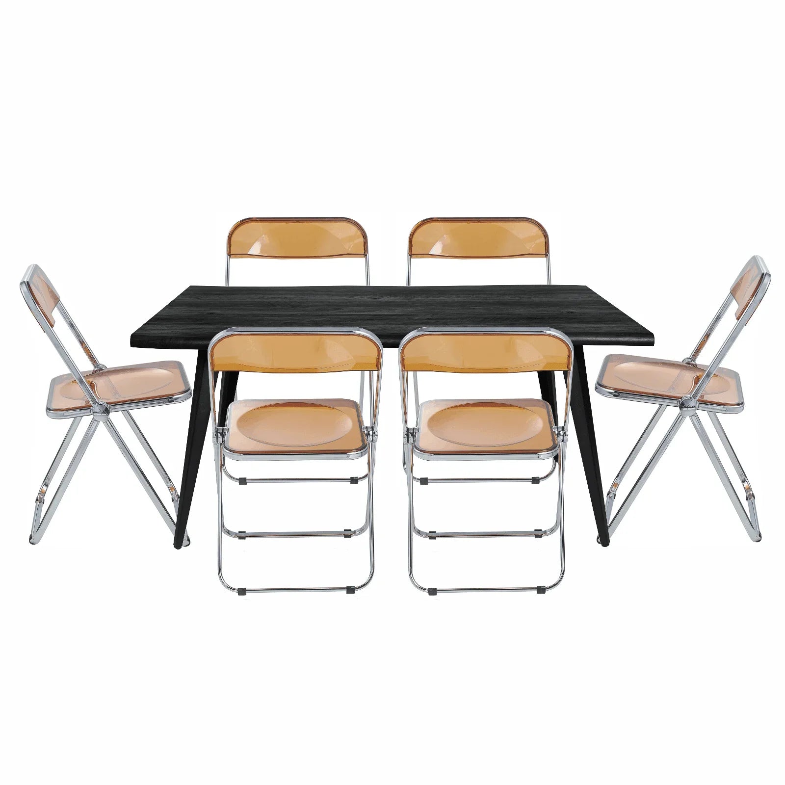 Lawrence 7-Piece Dining Set: Folding Acrylic Chairs & Rectangular Wood Table - Elax Furniture