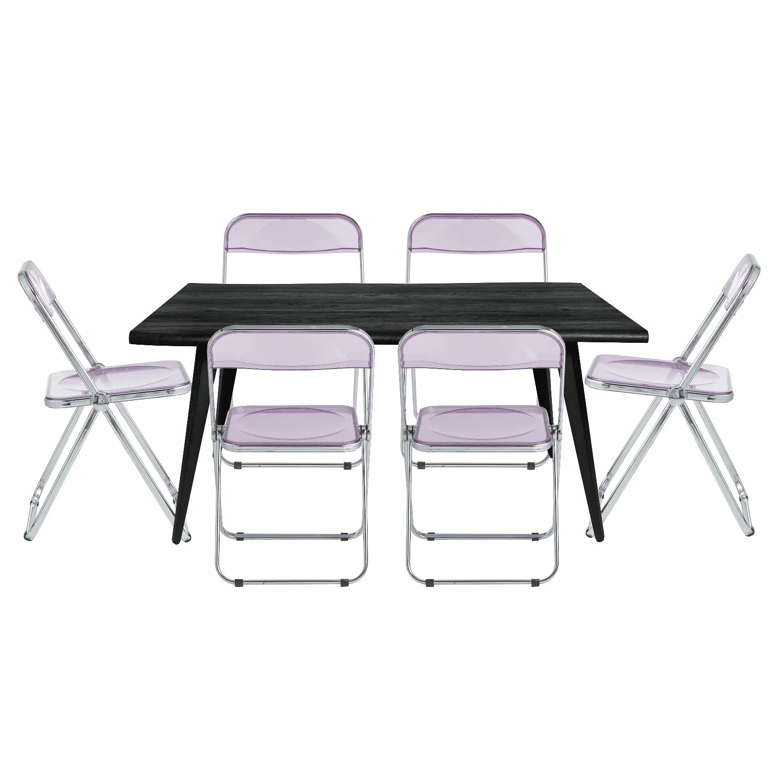 Lawrence 7-Piece Dining Set: Folding Acrylic Chairs & Rectangular Wood Table - Elax Furniture