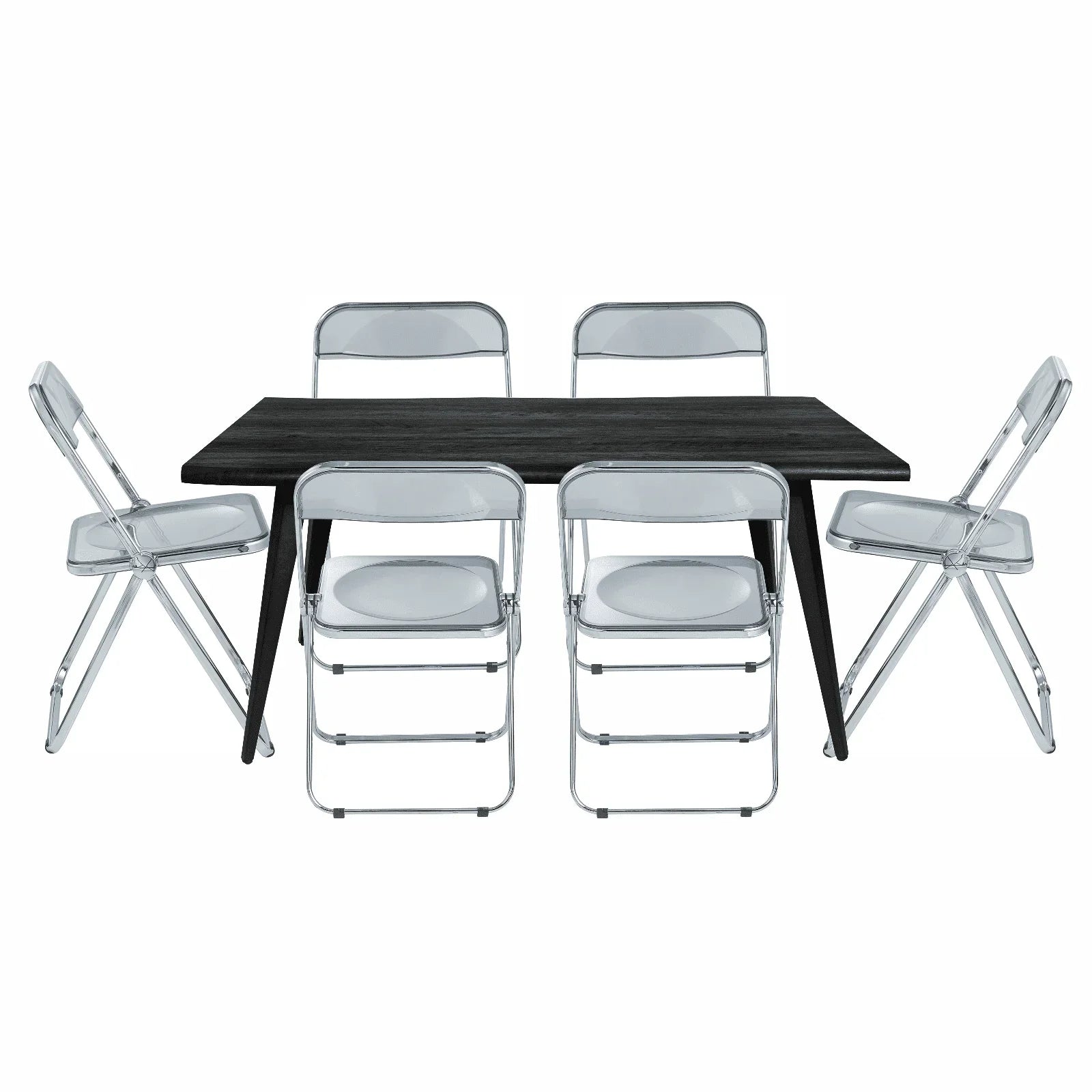 Lawrence 7-Piece Dining Set: Folding Acrylic Chairs & Rectangular Wood Table - Elax Furniture