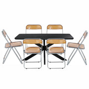 Lawrence 7-Piece Dining Set: Folding Acrylic Chairs & Rectangular Wood Table with Geometric Base - Elax Furniture