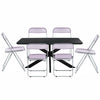 Lawrence 7-Piece Dining Set: Folding Acrylic Chairs & Rectangular Wood Table with Geometric Base