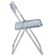 Lawrence Acrylic Folding Chair With Metal Frame Chrome Transparent Black Folding Chair Leisuremod