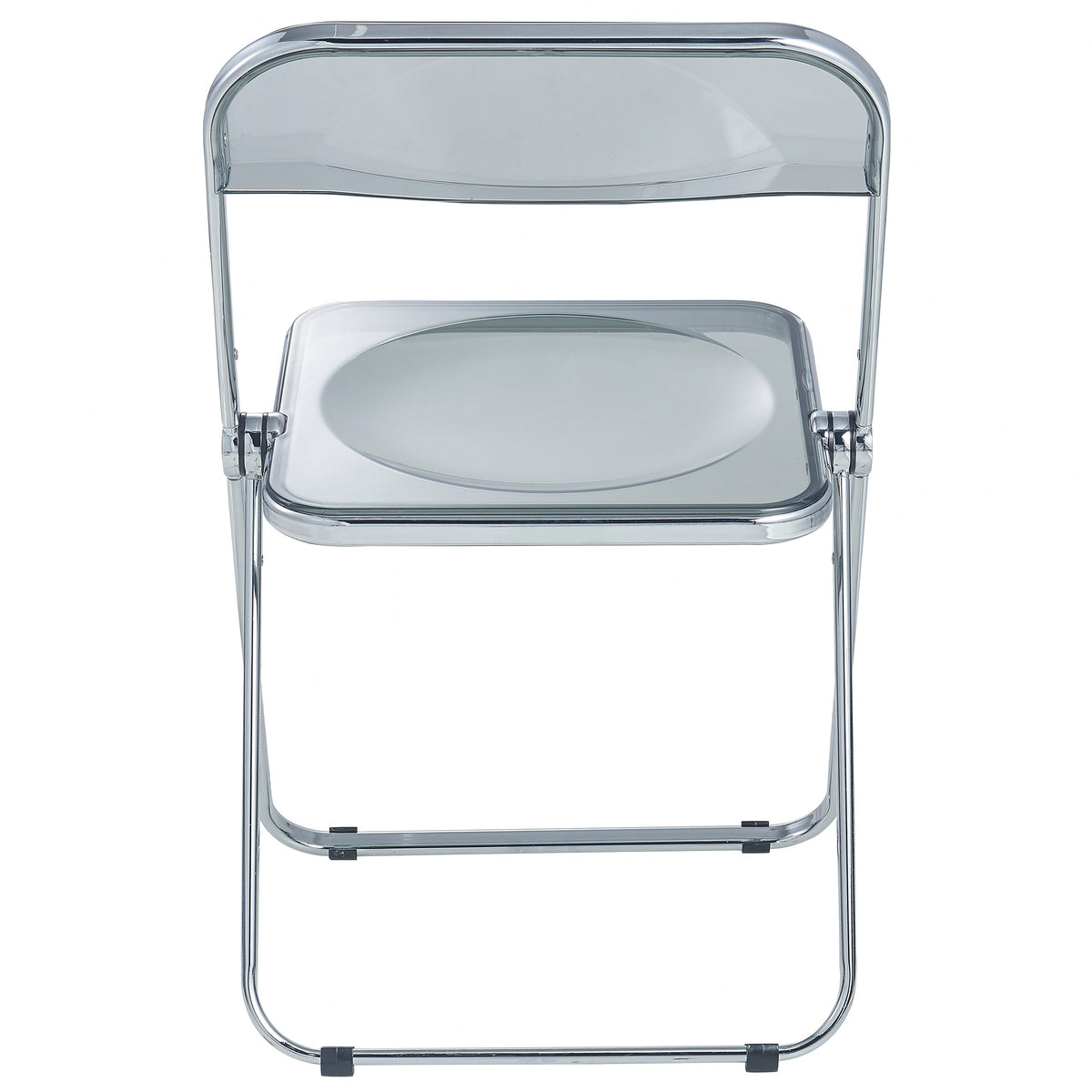Lawrence Acrylic Folding Chair With Metal Frame Chrome Transparent Black Folding Chair Leisuremod