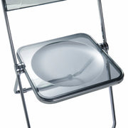Lawrence Acrylic Folding Chair With Metal Frame Chrome Transparent Black Folding Chair Leisuremod