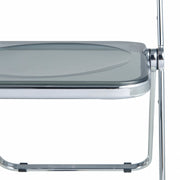 Lawrence Acrylic Folding Chair With Metal Frame Chrome Transparent Black Folding Chair Leisuremod