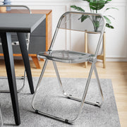 Lawrence Acrylic Folding Chair With Metal Frame Chrome Transparent Black Folding Chair Leisuremod