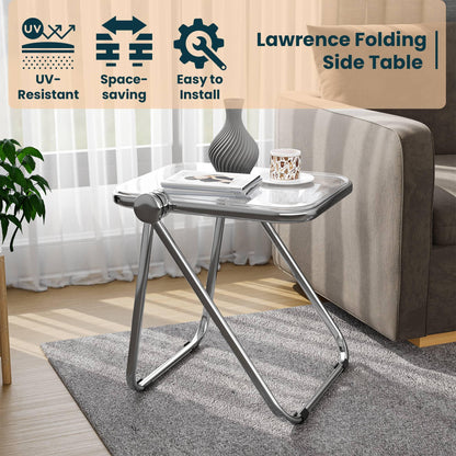 Lawrence Square Folding Side Table with Plastic Tabletop in Chrome Aluminum Frame - Elax Furniture