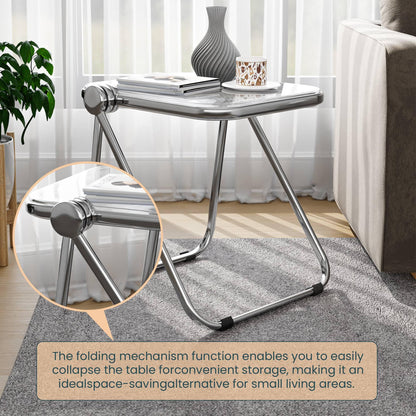 Lawrence Square Folding Side Table with Plastic Tabletop in Chrome Aluminum Frame - Elax Furniture
