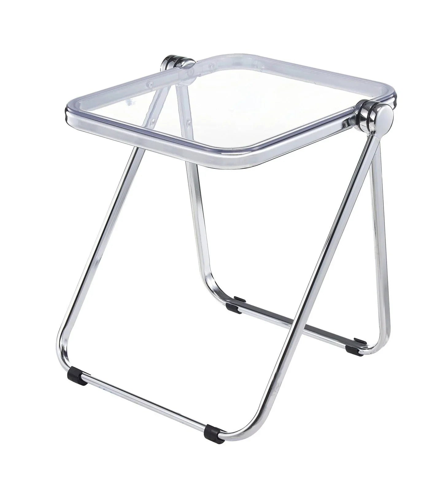 Lawrence Square Folding Side Table with Plastic Tabletop in Chrome Aluminum Frame - Elax Furniture