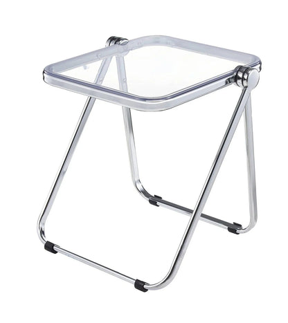 Lawrence Square Folding Side Table with Plastic Tabletop in Chrome Aluminum Frame - Elax Furniture