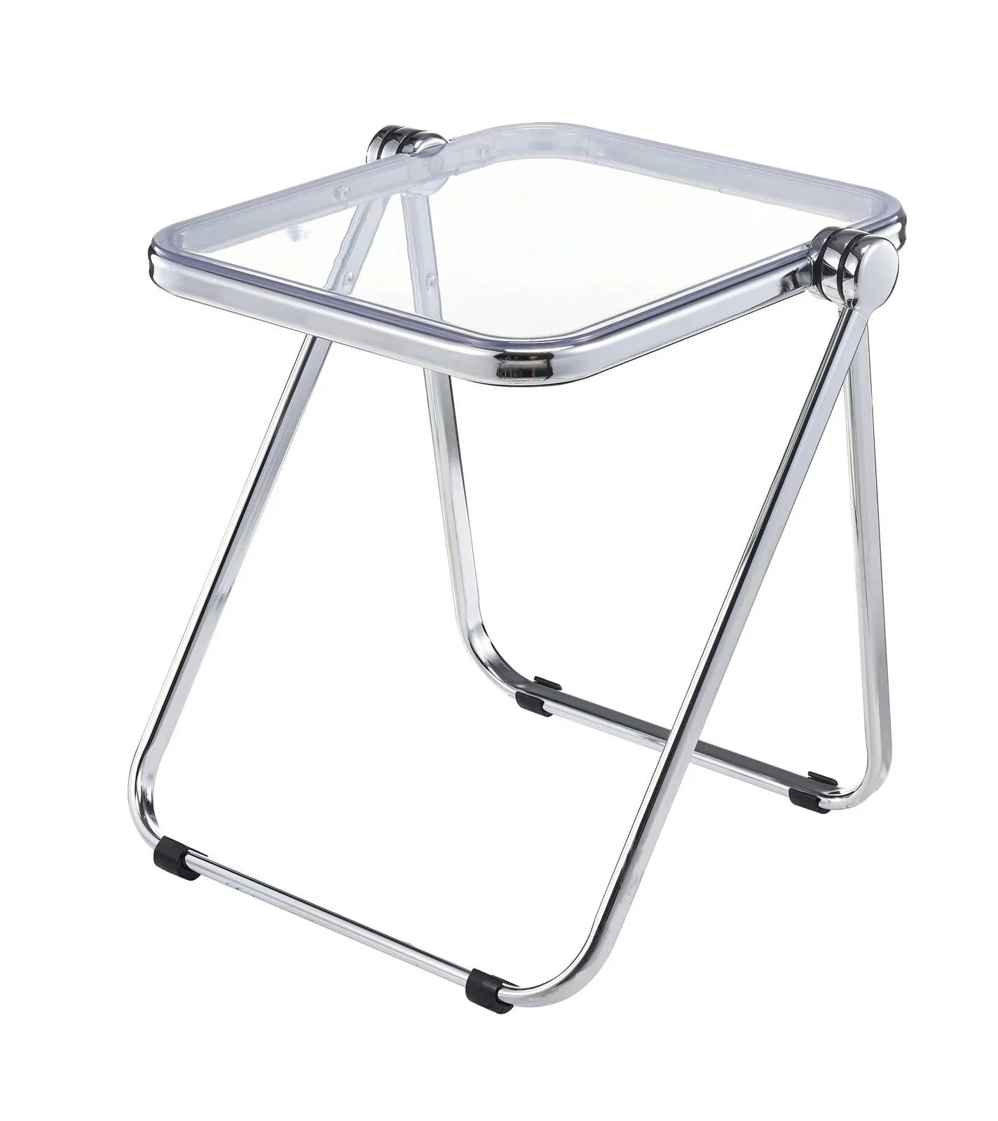 Lawrence Square Folding Side Table with Plastic Tabletop in Chrome Aluminum Frame - Elax Furniture