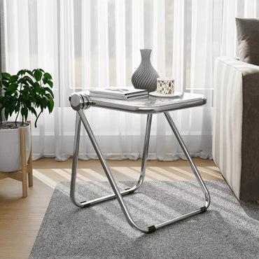 Lawrence Square Folding Side Table with Plastic Tabletop in Chrome Aluminum Frame - Elax Furniture