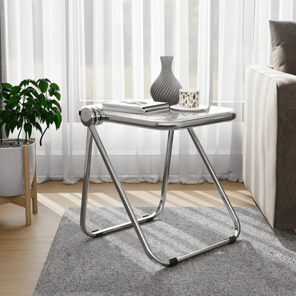 Lawrence Square Folding Side Table with Plastic Tabletop in Chrome Aluminum Frame - Elax Furniture