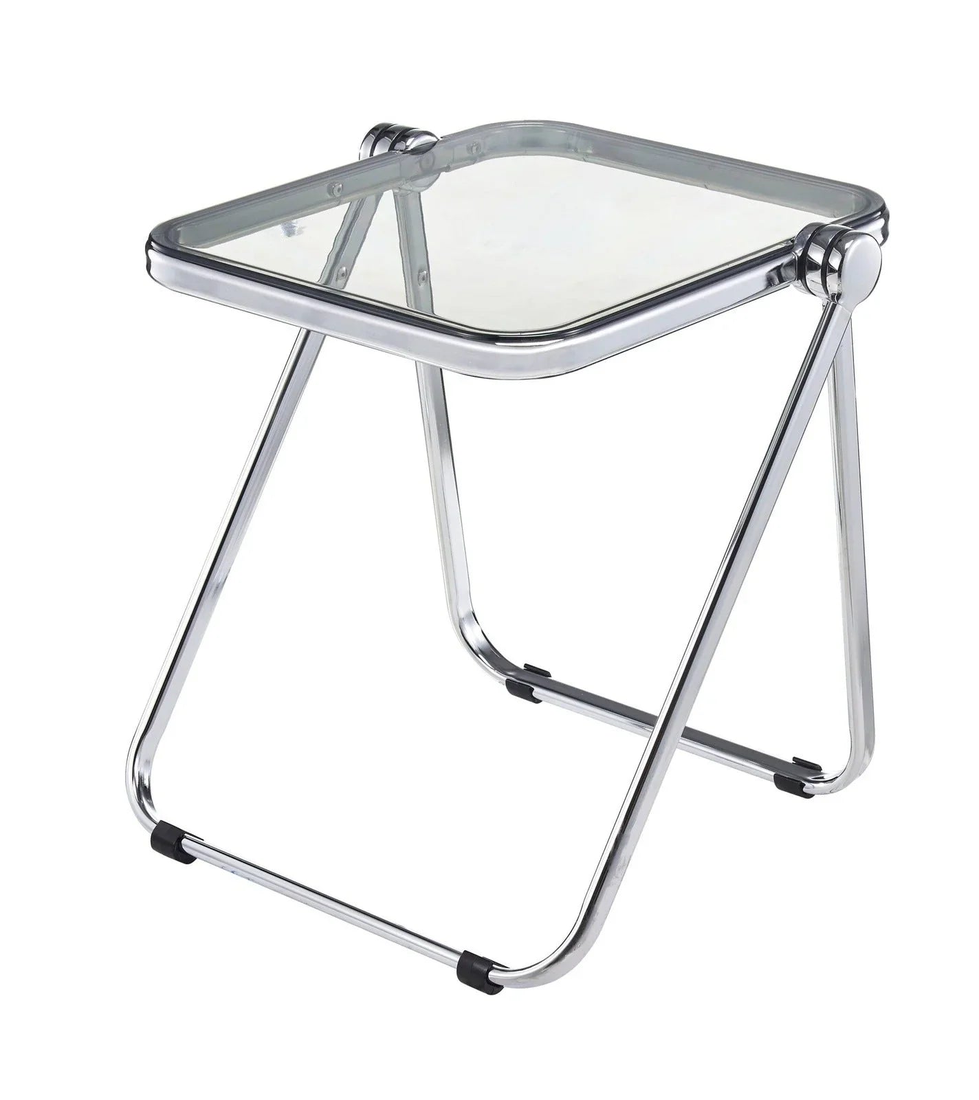 Lawrence Square Folding Side Table with Plastic Tabletop in Chrome Aluminum Frame - Elax Furniture