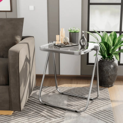Square Folding Side Table with Plastic Tabletop and Iron Frame - Elax Furniture