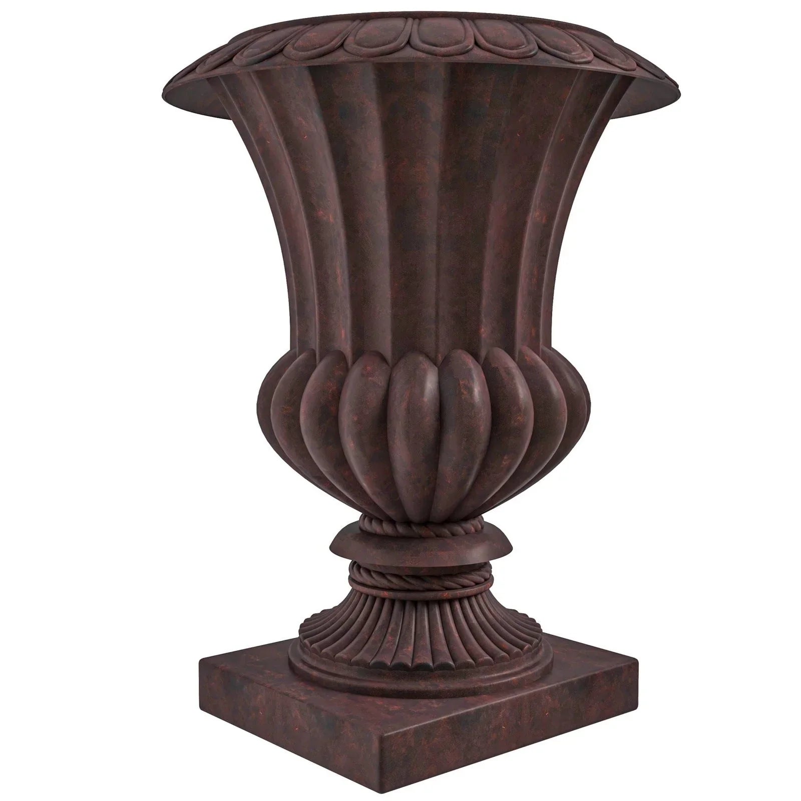 Lotus Fiberstone and Clay Urn Planter Pot Indoor Outdoor with Drainage Holes - Elax Furniture