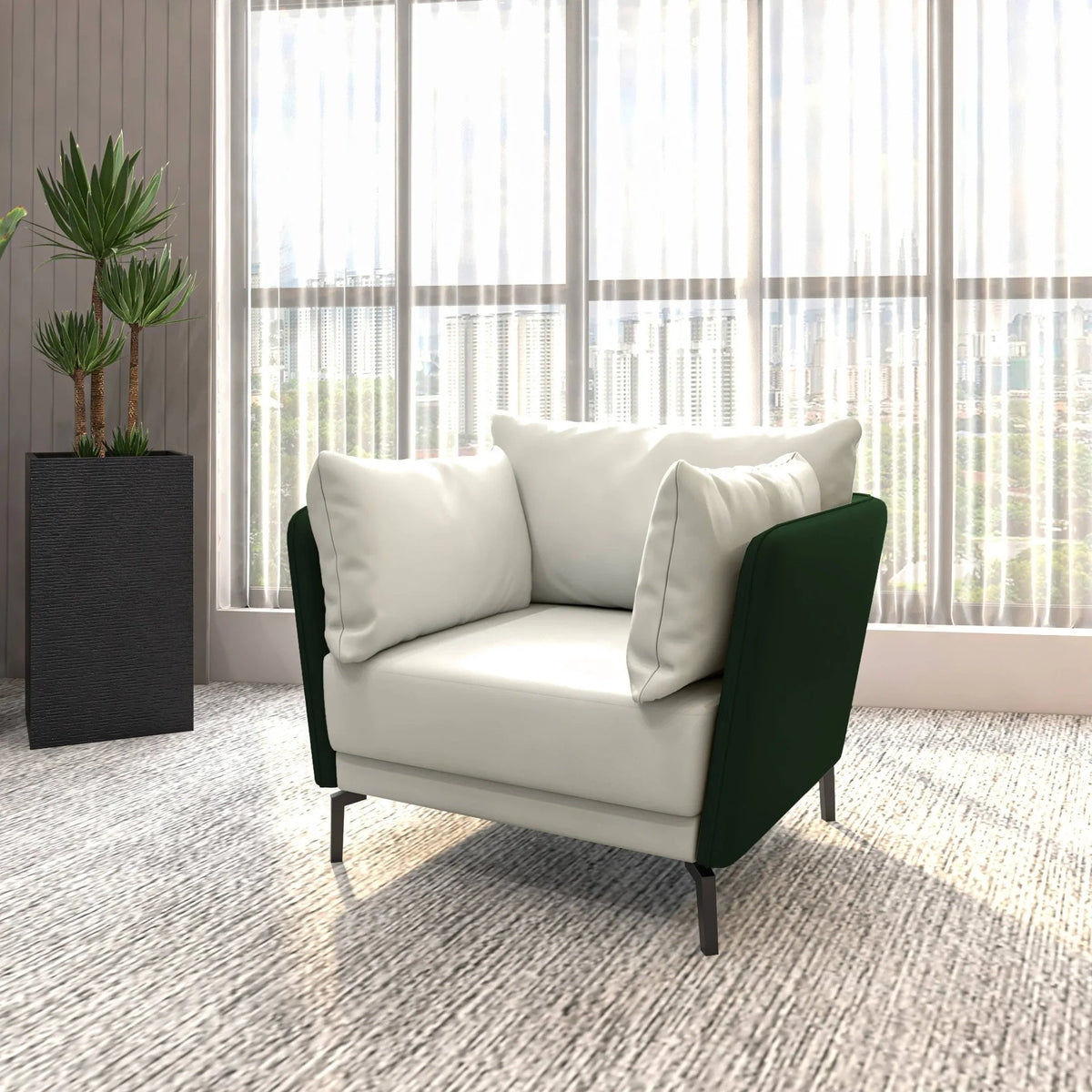 Luxify Single-Seater Leather Sofa Accent Armchair with Stainless Steel Legs and Removable Cushions - Elax Furniture