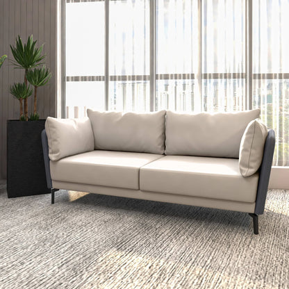 Luxify 3-Seater Leather Sofa with Stainless Steel Legs and Removable Cushions - Elax Furniture