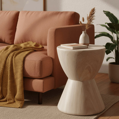 LeisureMod Loft Collection Fiberglass Outdoor Side Table in Moss Grey