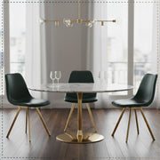Markley Leather Dining Chair With Black/Gold Metal Legs