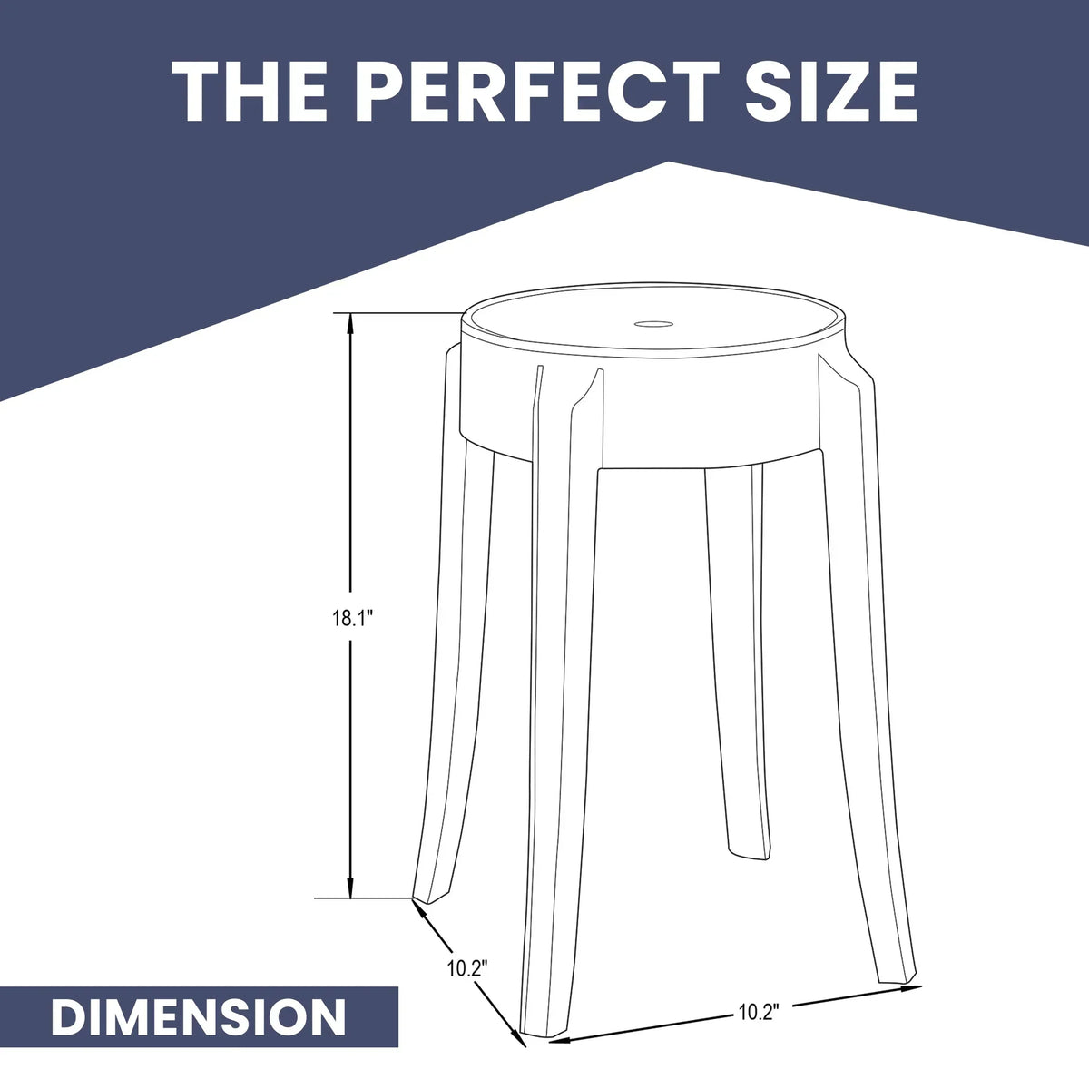 Averill Modern Plastic Dining Stool with Sturdy Seat and Legs for Kitchen and Dining Room - Elax Furniture