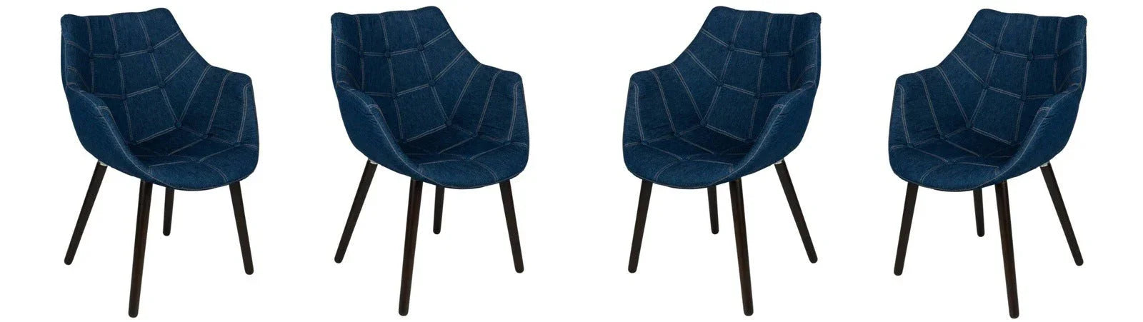 Milburn Tufted Denim Lounge Accent Chair, Set of 4 - Elax Furniture