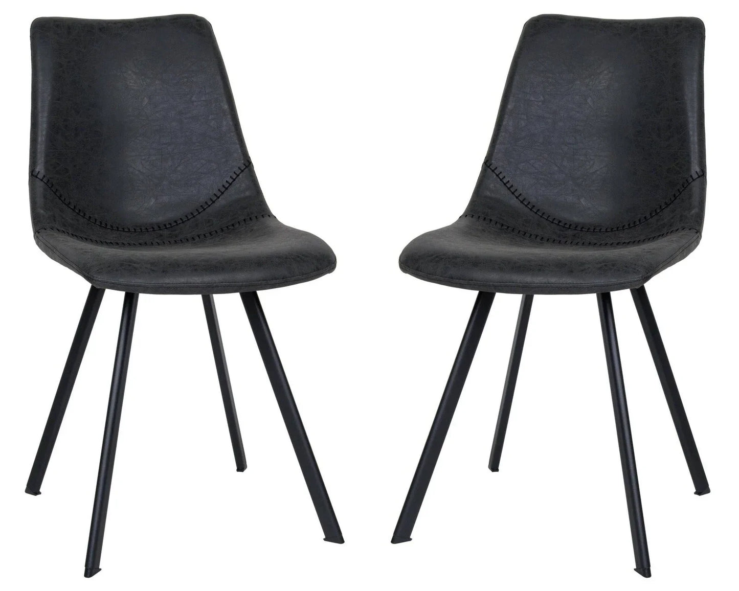 Markley Modern Leather Dining Chair With Metal Legs Set of 2 - Elax Furniture