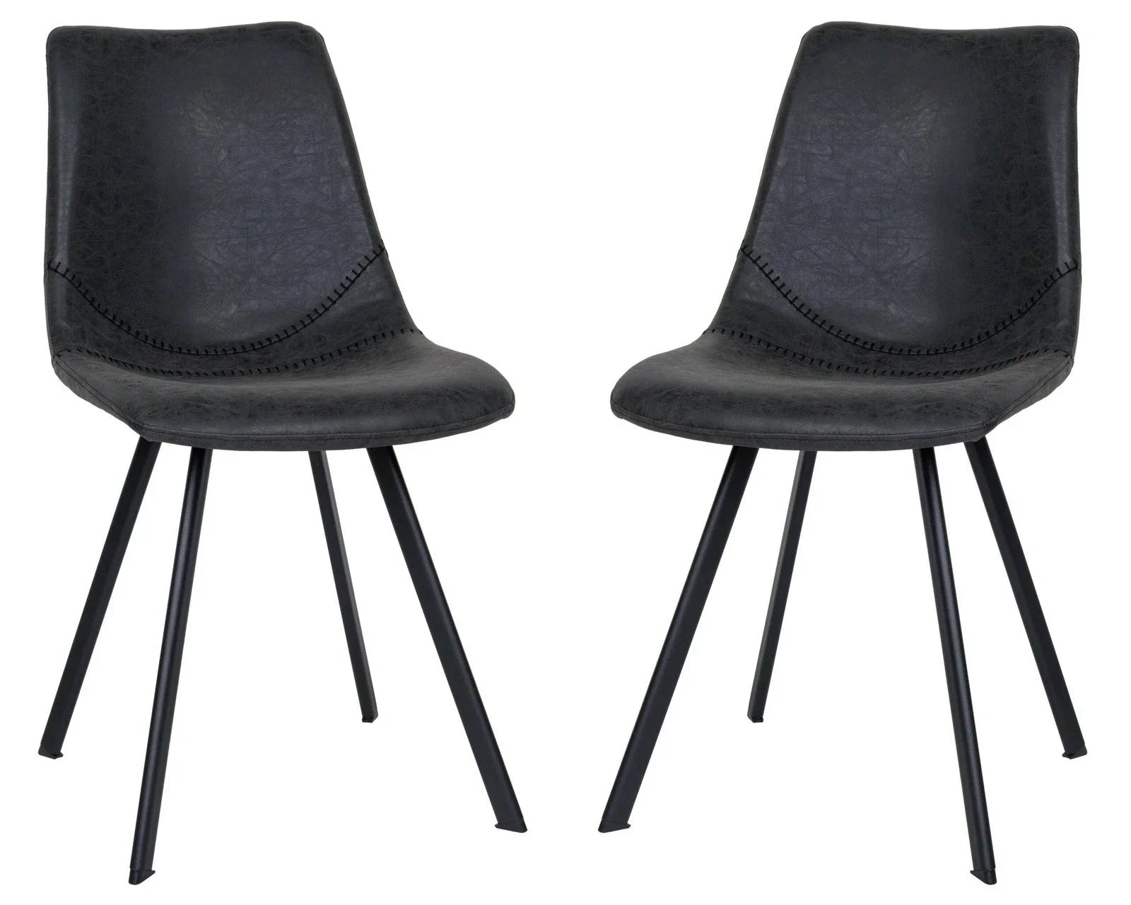 Markley Modern Leather Dining Chair With Metal Legs Set of 2 - Elax Furniture