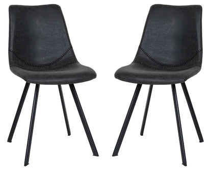 Markley Modern Leather Dining Chair With Metal Legs Set of 2 - Elax Furniture