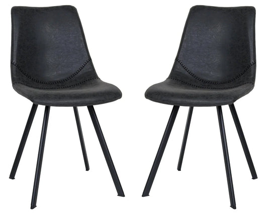 Markley Modern Leather Dining Chair With Metal Legs Set of 2 - Elax Furniture