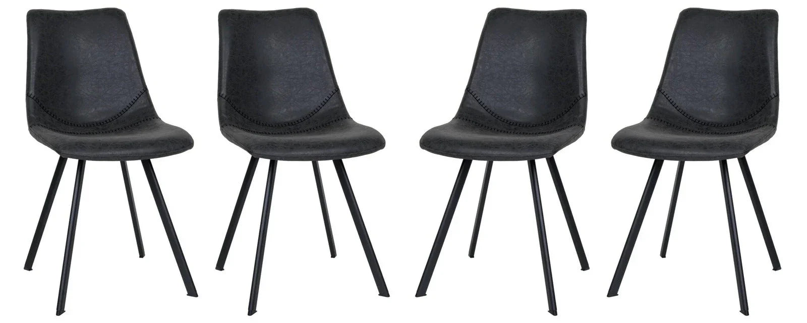 Markley Modern Leather Dining Chair With Metal Legs Set of 4 - Elax Furniture