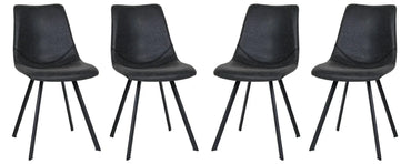 Markley Modern Leather Dining Chair With Metal Legs Set of 4 - Elax Furniture