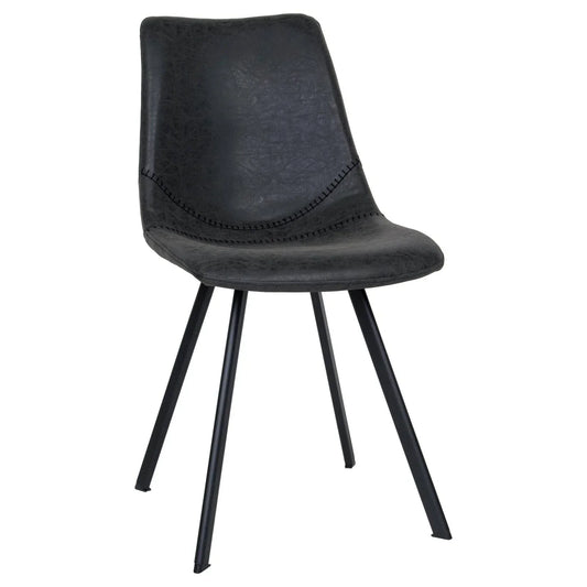 Markley Leather Dining Chair With Black/Gold Metal Legs (Open Box) - Elax Furniture