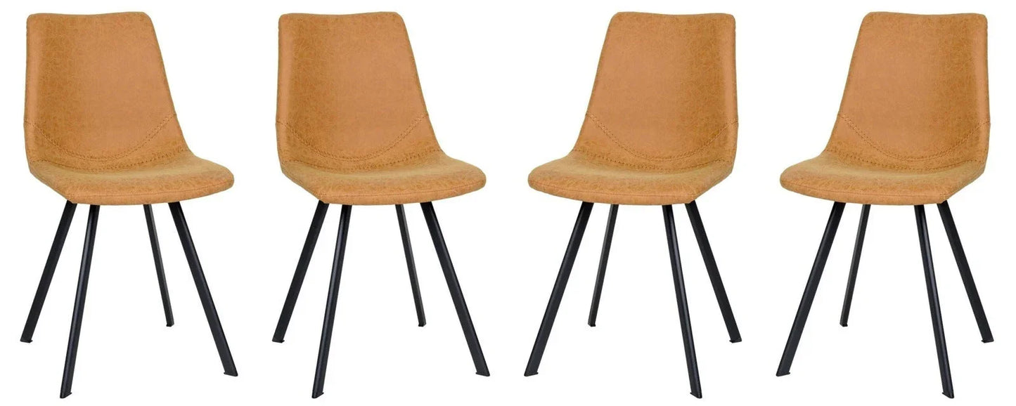 Markley Modern Leather Dining Chair With Metal Legs Set of 4 - Elax Furniture