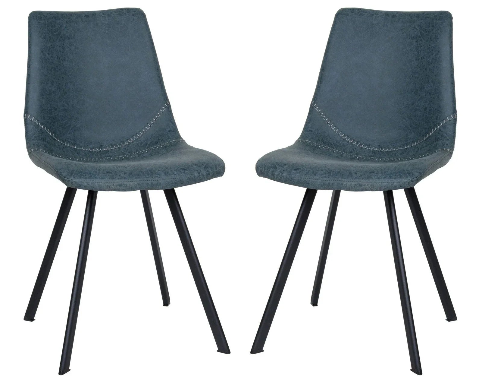Markley Modern Leather Dining Chair With Metal Legs Set of 2 - Elax Furniture