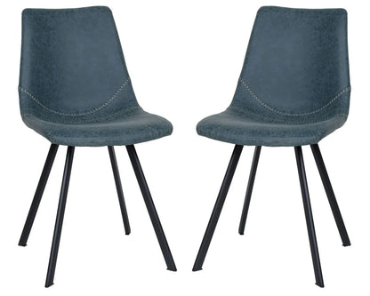 Markley Modern Leather Dining Chair With Metal Legs Set of 2 - Elax Furniture