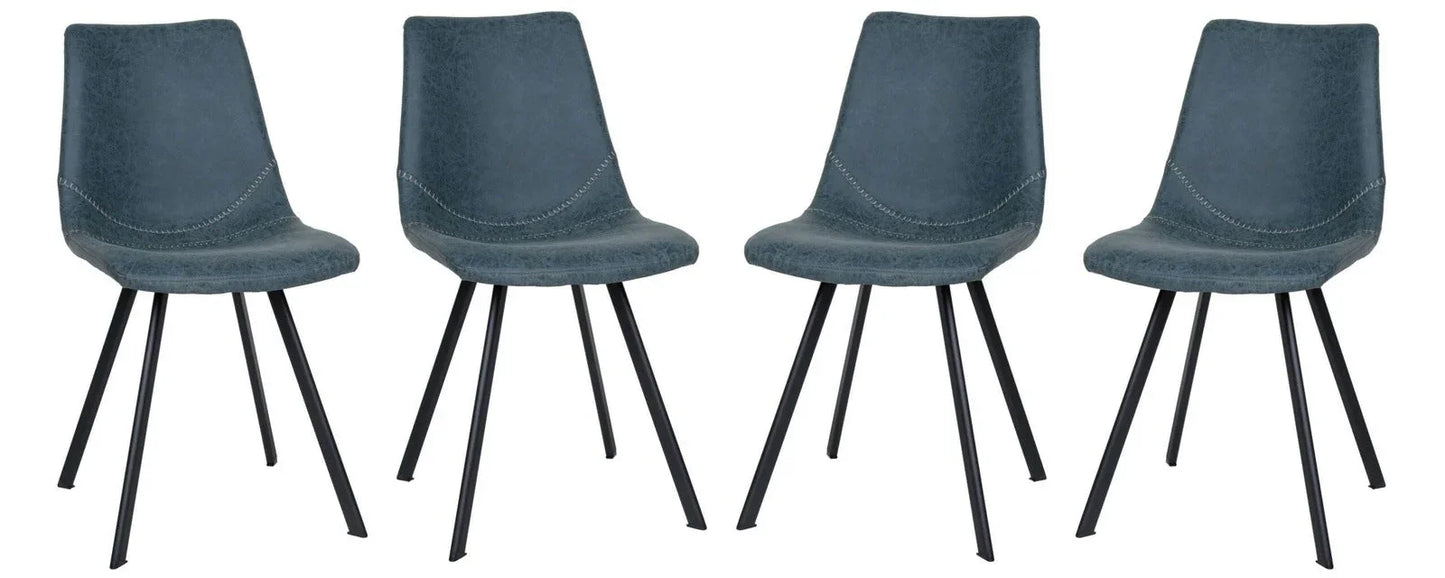 Markley Modern Leather Dining Chair With Metal Legs Set of 4 - Elax Furniture