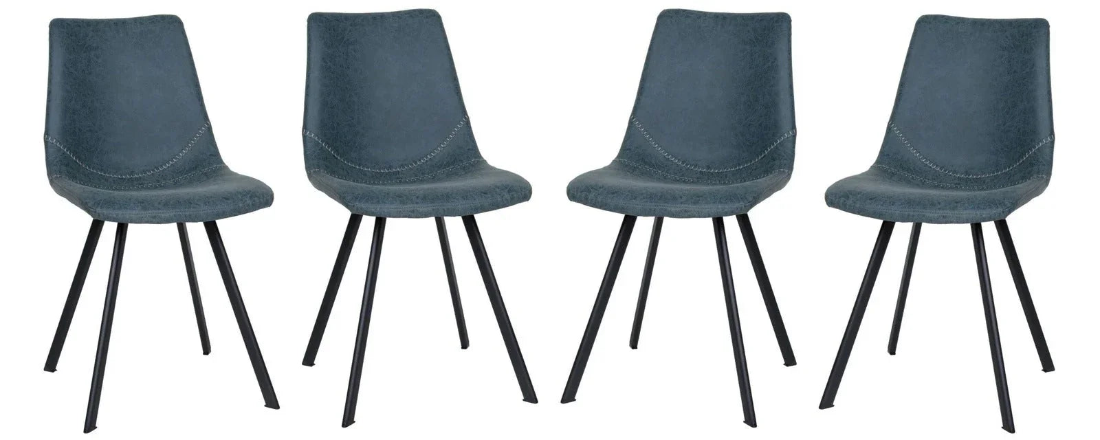 Markley Modern Leather Dining Chair With Metal Legs Set of 4 - Elax Furniture