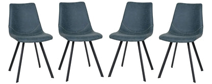 Markley Modern Leather Dining Chair With Metal Legs Set of 4 - Elax Furniture