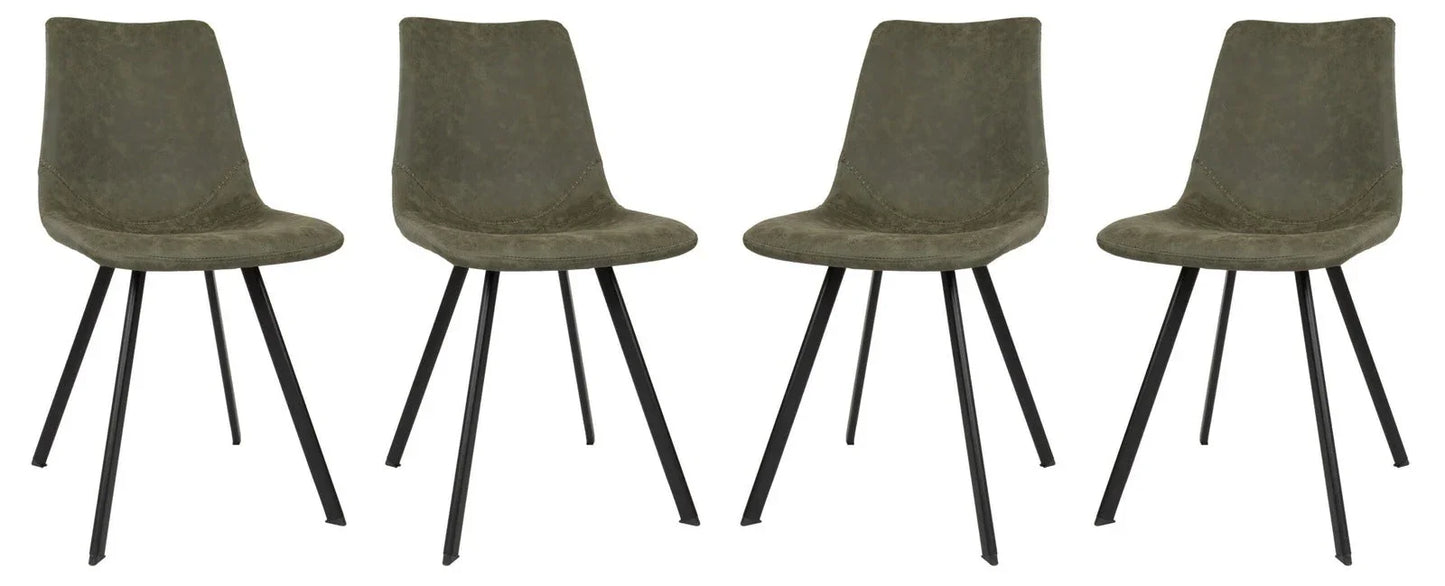 Markley Modern Leather Dining Chair With Metal Legs Set of 4 - Elax Furniture