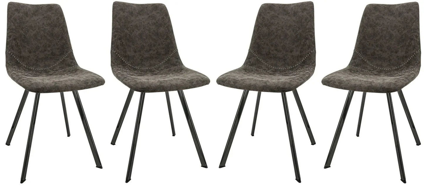 Markley Modern Leather Dining Chair With Metal Legs Set of 4 - Elax Furniture