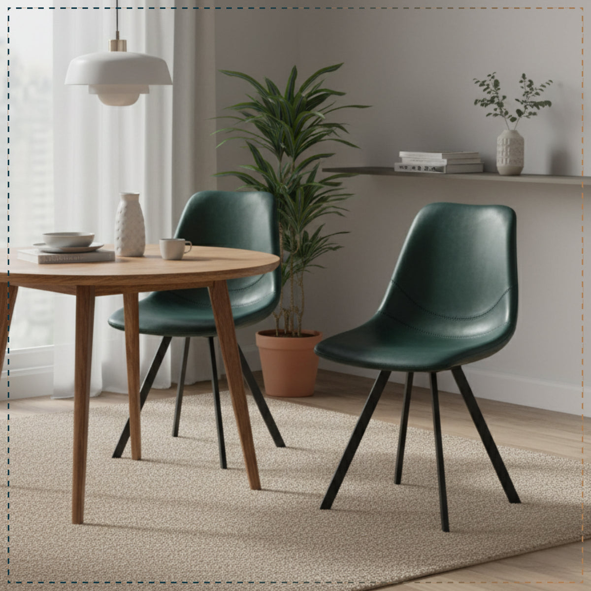 Markley Leather Dining Chair With Black/Gold Metal Legs