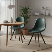 Markley Leather Dining Chair With Black/Gold Metal Legs