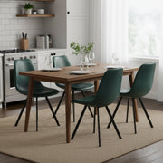 Markley Leather Dining Chair With Black/Gold Metal Legs