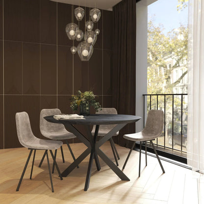 Markley Leather Dining Chair With Black/Gold Metal Legs (Open Box) - Elax Furniture