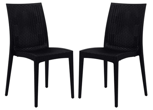 Mace Patio Outdoor Dining Chair with Weave Design in Polypropylene Set of 2 - Elax Furniture