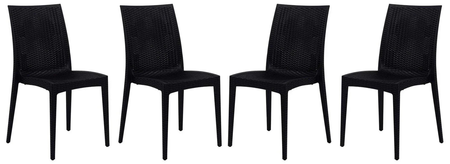 Mace Patio Outdoor Dining Chair with Weave Design in Polypropylene Set of 4 - Elax Furniture