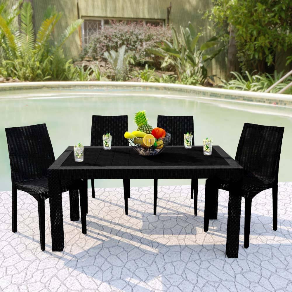 Mace Patio Outdoor Dining Chair with Weave Design in Polypropylene Set of 4 - Elax Furniture