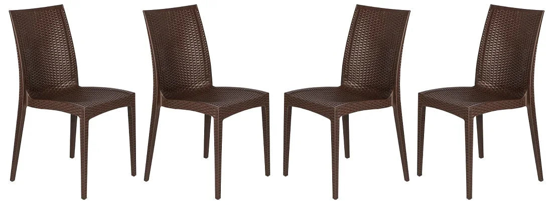 Mace Patio Outdoor Dining Chair with Weave Design in Polypropylene Set of 4 - Elax Furniture