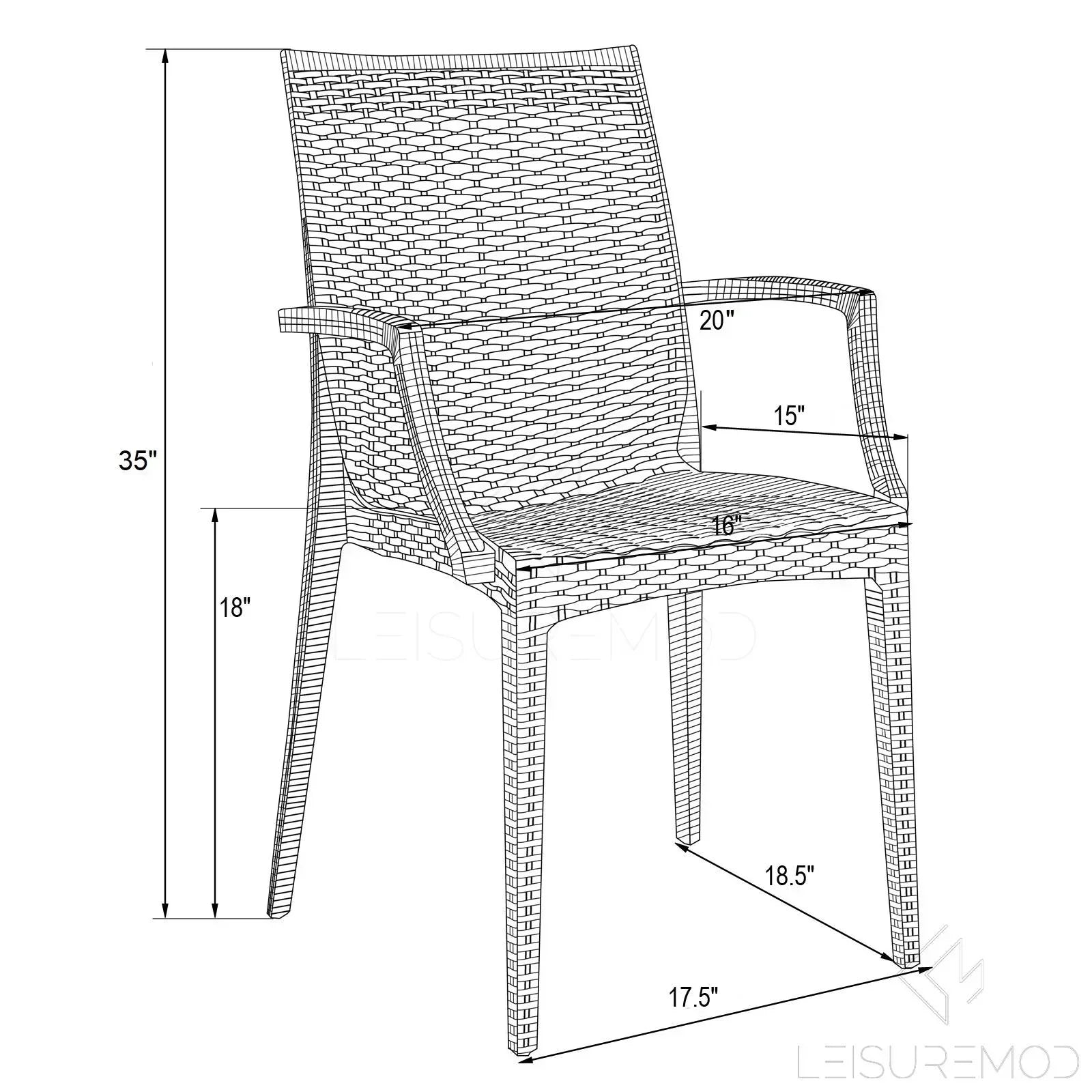 Mace Patio Outdoor Dining Armchair with Weave Design in Polypropylene (Open Box) - Elax Furniture